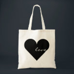 Bolsa Tote Casamento de Amor de Coração Negro<br><div class="desc">Esta é uma bela bolsa de tote para amantes com a imagem de coração negro para recem casados e qualquer outra ocasião. Até pode ser personalizado com seu nome ou logotipo.</div>