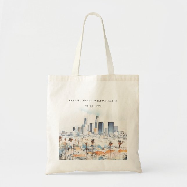 Bolsa Tote Casamento de Aquarela de Los Angeles, Califórnia (Frente)