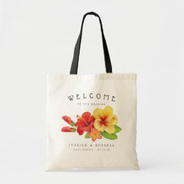 Bolsa Tote Casamento de Boas-vindas Tropicais de Hibiscus