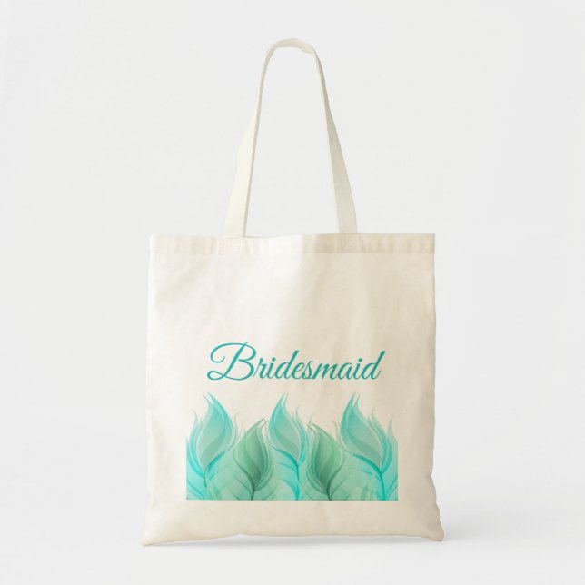 Bolsa Tote Casamento de Bridesmaid com Penas de Aquarela (Frente)