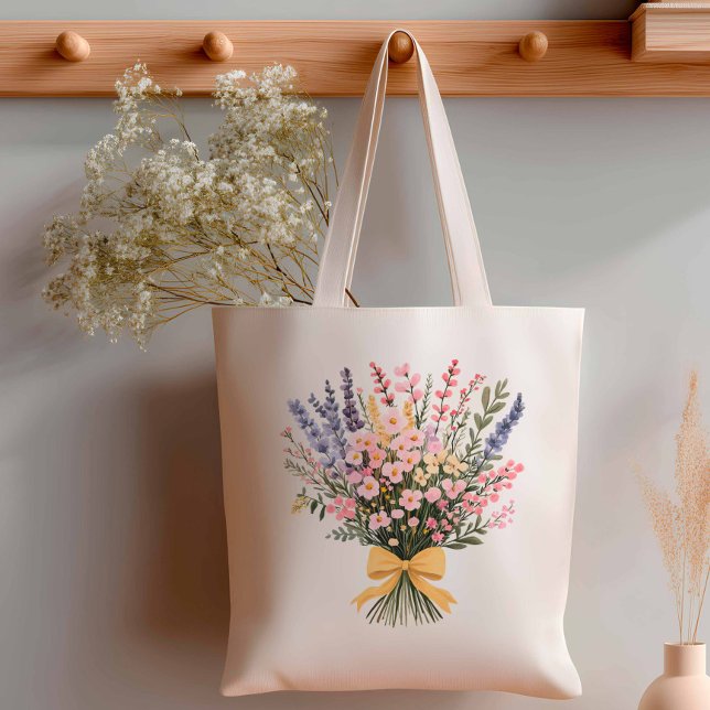 Bolsa Tote Casamento de Buquê de flor selvagem Arco amarelo (Criador carregado)