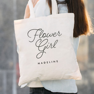 Bolsa Tote Casamento de Caligrafia Simples para Menina Flor