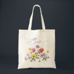Bolsa Tote Casamento de Campo de Flor Chic Floral Rustic Chic<br><div class="desc">Celebre sua história de amor com esta elegante bolsa de tote floral de noiva com uma charmosa design de flor silvestre e um roteiro de caligrafia moderno. Perfeito para um casamento de jardim, cerimônia ao ar livre, ou celebração rústica de boho, este design combina elementos florais brancos com elegância de...</div>