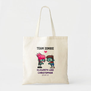 Bolsa Tote Casamento de Casal Zombie Cute Zombie da Equipe