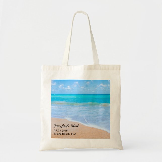 Bolsa Tote Casamento de Cena Tropical de Praia Incrível (Frente)