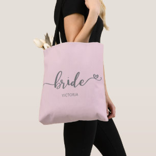 Bolsa Tote Casamento de Cinzas e Blush do Coração da Bride Ca