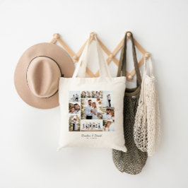 Bolsa Tote Casamento de colagem mínima de fotos elegante