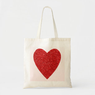 Bolsa Tote Casamento de Coração Vermelho com Glitter