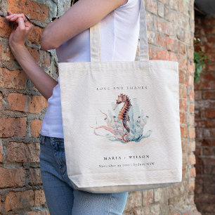 Bolsa Tote Casamento de Coral de Algas Marinhas Submarinas