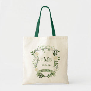 Bolsa Tote Casamento de Crest Floral Elegante
