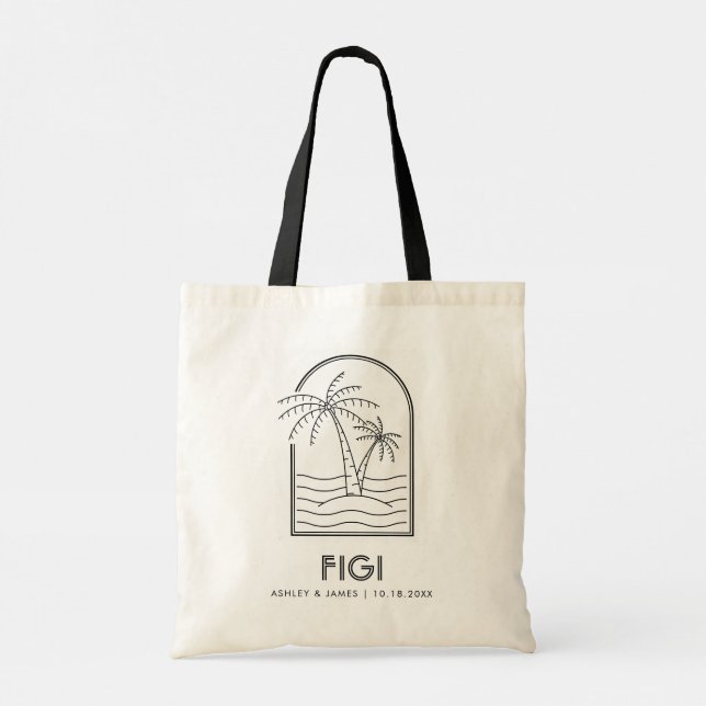 Bolsa Tote Casamento de Destino de Figi Wedding Weekend (Verso)