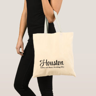 Bolsa Tote Casamento de Destino Personalizado Bem-vindo a Hou