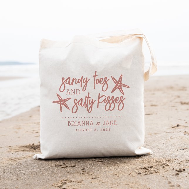 Bolsa Tote Casamento de Destino Sandy Toes & Salty Kisses (Criador carregado)