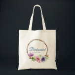 Bolsa Tote Casamento de Flor com Anêmona de Aquarela<br><div class="desc">Estes sacos de tota de casamento apresentam um elegante roteiro azul sobre um fundo branco rodeado por lindas flores Anêmonas em rosa,  lavanda,  azul,  roxo e violeta com folhas verdes. O texto pode ser personalizado editando as caixas de texto. Projetado por ©2023 Evco Studio em www.zazzle.com/store/evcostudio</div>