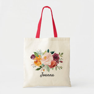 Bolsa Tote Casamento de Flor Floral com Blush de outono