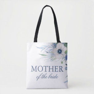 Bolsa Tote Casamento de Flores de Anêmona e Verdejante Azul E