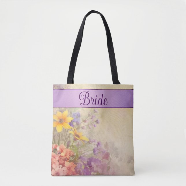 Bolsa Tote Casamento de Flores Silvestres Românticas (Frente)