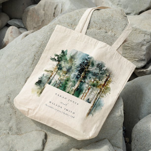 Bolsa Tote Casamento de Floresta Florestal Verde Elegante