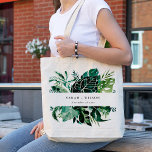 Bolsa Tote Casamento de Folhagem Verde de Monstera Tropical<br><div class="desc">Se precisar de mais alguma personalização,  por favor,  sinta-se à vontade para me enviar uma mensagem em yellowfebstudio@gmail.com.</div>