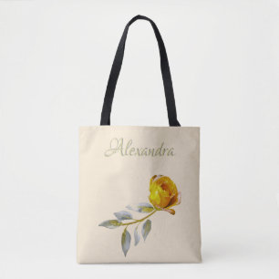 Bolsa Tote Casamento de folhas verdes e Douradas, pálidas, da