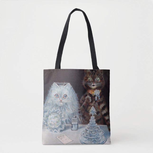 Bolsa Tote Casamento de Gato, Casamento, Noiva, Louis Wain (Frente)