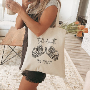 Bolsa Tote Casamento de Halloween Personalizado Até Morte até