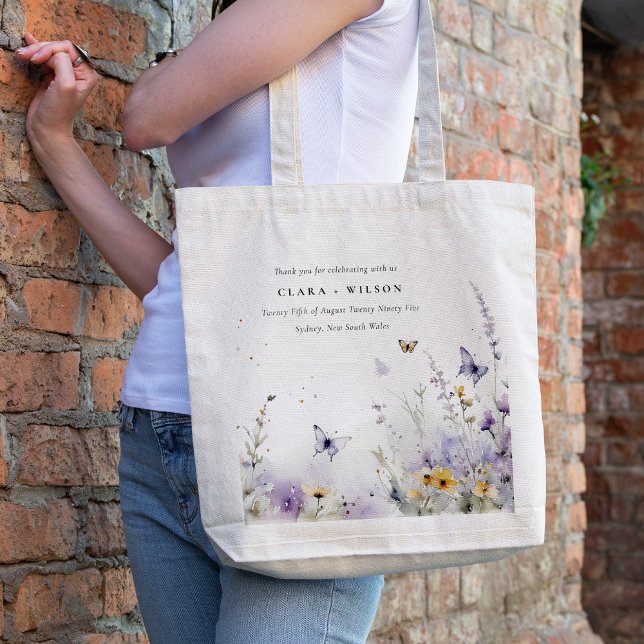 Bolsa Tote Casamento de Jardim da Borboleta de Flor Selvagem  (Criador carregado)