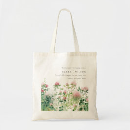 Bolsa Tote Casamento de Jardim Floral, Cor de Água Rosa Suave