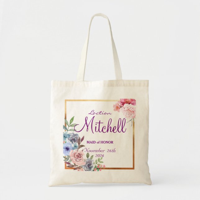 Bolsa Tote Casamento de madrinha de casamento personalizado e (Frente)