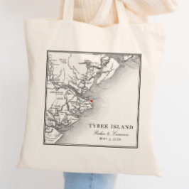 Bolsa Tote Casamento de Mapa da Geórgia na Ilha Elegante Tybe