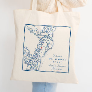 Bolsa Tote Casamento de Mapa de Marinhos da Ilha de Simons Ge
