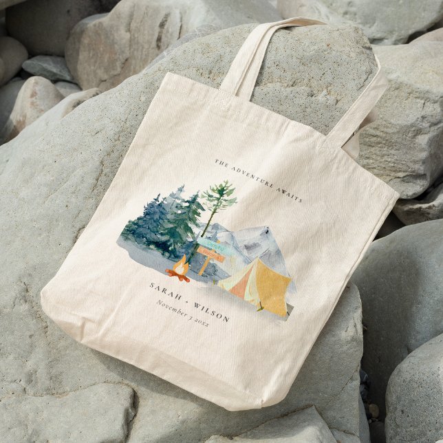 Bolsa Tote Casamento de Montanha do Camping Rustic Pine Woods (Criador carregado)