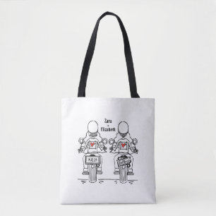 Bolsa Tote Casamento de motocicleta de duas noivas Biker