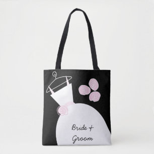 Bolsa Tote Casamento de Noiva Rosa Rosa, em todo o preto