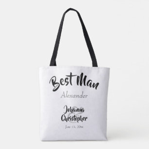 Bolsa Tote Casamento de Nomes de Letras Negros e Brancos do M