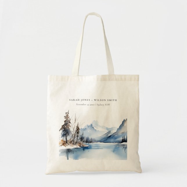 Bolsa Tote Casamento de Paisagem com Neve no Lago Mountain Wi (Frente)
