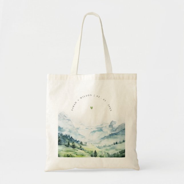 Bolsa Tote Casamento de Paisagem de Montanha de Neve Molhada (Frente)