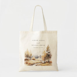 Bolsa Tote Casamento de Paisagem de outono com Cores Aquática