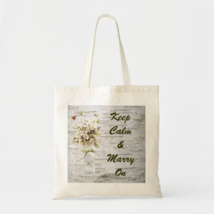 Bolsa Tote casamento de pássaros brancos de flor silvestre ru