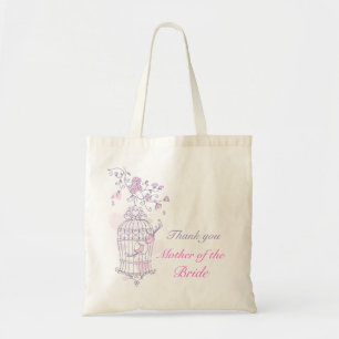 Bolsa Tote Casamento de pássaros roxos cor-de-rosa Mãe da b