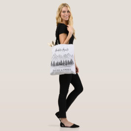 Bolsa Tote Casamento de Pinheiros Rustic Mountain Sketch Wood