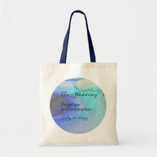 Bolsa Tote Casamento de praia Abstrato Azul-Água do Oceano Mo