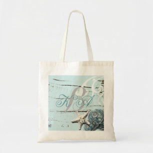 Bolsa Tote Casamento de praia azul de madeira elegante dos