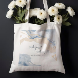 Bolsa Tote Casamento de praia costeira de bege azul Elegante 