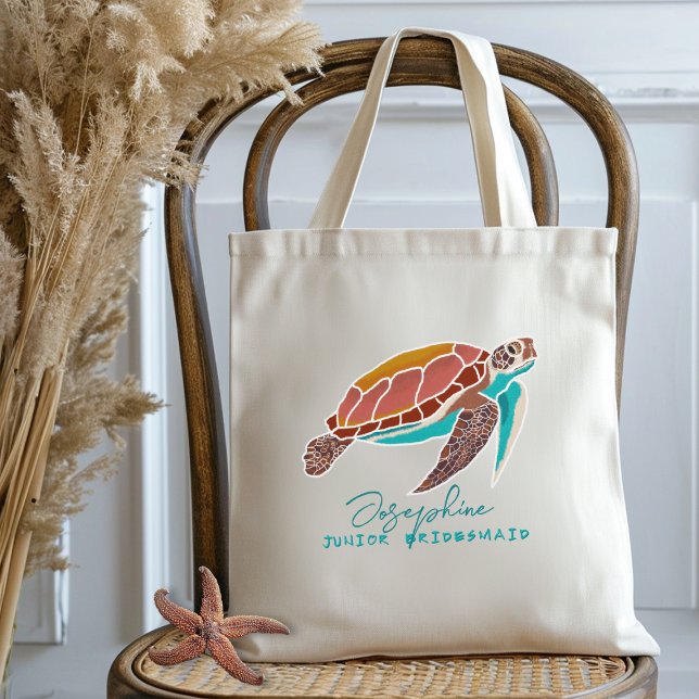 Bolsa Tote Casamento de Praia da Sea Turtle Girl (Criador carregado)
