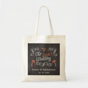 Bolsa Tote Casamento de Praia de Coral Chalkboard