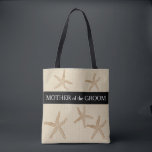 Bolsa Tote Casamento de praia Mãe do noivo<br><div class="desc">Saco de casamento da Praia Moderna. Starfish,  da mãozinha de areia,  mãe do noivo,  nome atrás. Você pode facilmente mudar o nome atrás.</div>