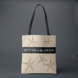Bolsa Tote Casamento de praia Mãe do noivo<br><div class="desc">Saco de casamento da Praia Moderna. Starfish,  da mãozinha de areia,  mãe do noivo,  nome atrás. Você pode facilmente mudar o nome atrás.</div>