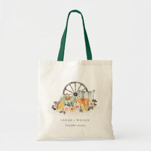 Bolsa Tote Casamento De Rodas Florais De Pumpkin Folheto De Q
