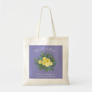 Bolsa Tote Casamento de Rosa Amarelo Vintage com Periwinkle